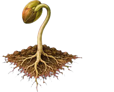 A seed opening into its first green sprout