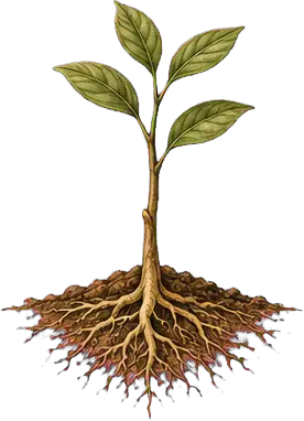 A hand-drawn growing plant